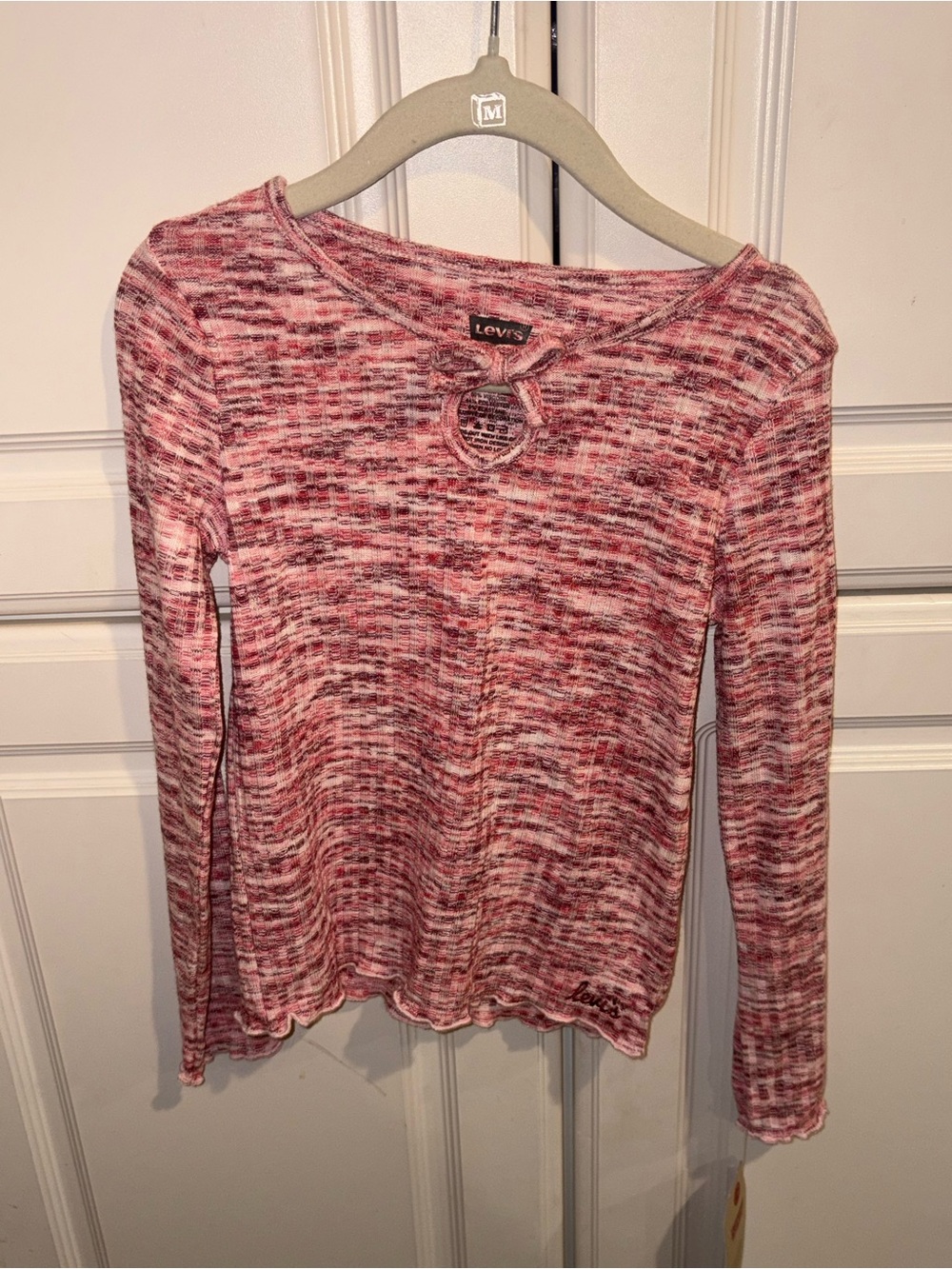 Levi's Pink Marled Long Sleeve Knit Top with Keyhole